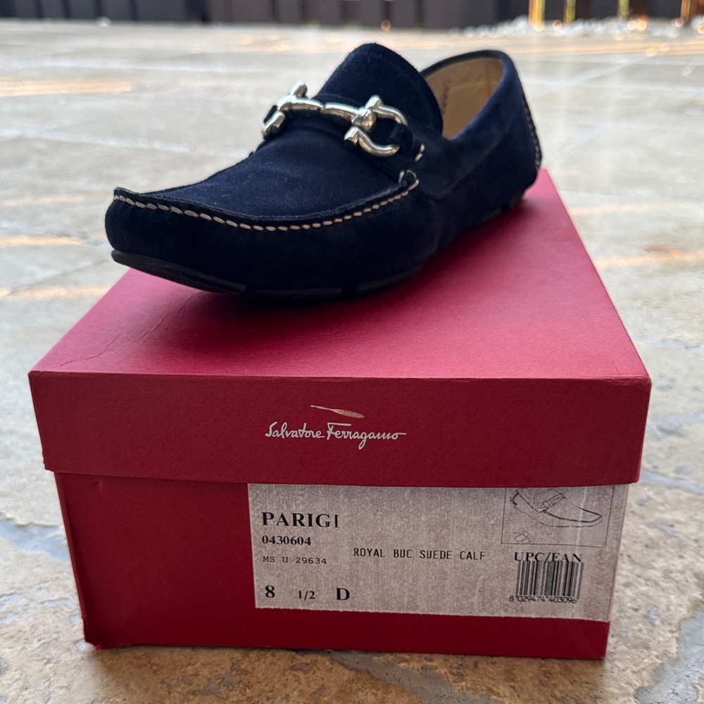 Salvatore Ferragamo Men's Royal Blue Suede Loafers